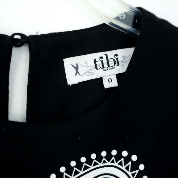 Tibi Black White Paisley Shift Mini Dress Size 0 Cotton Silk Blend - Beautiful! - Picture 2 of 6